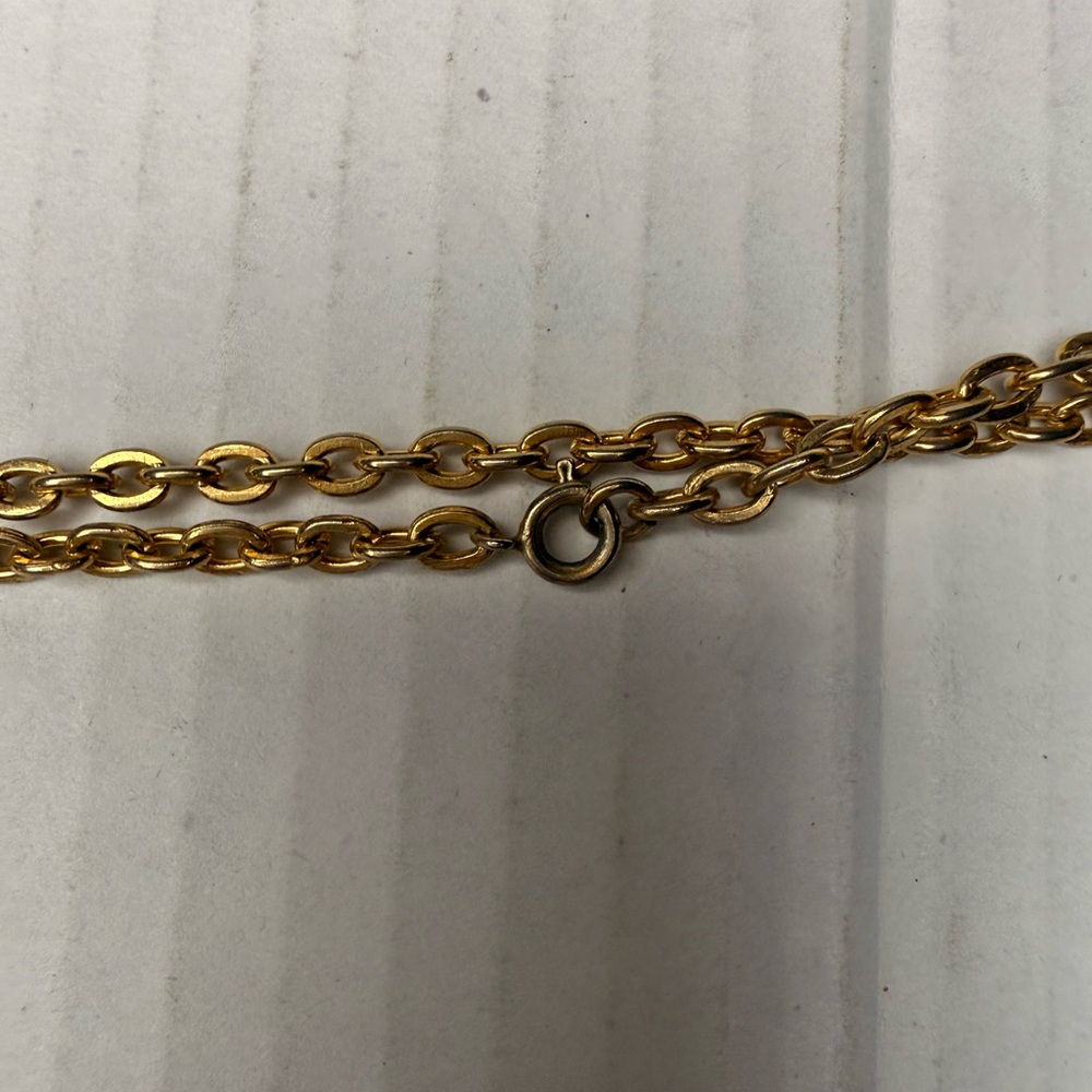 Vintage‎ Necklace Gold Tone Link Chain White Beads Long Chunky Statement 80s - Picture 4 of 5